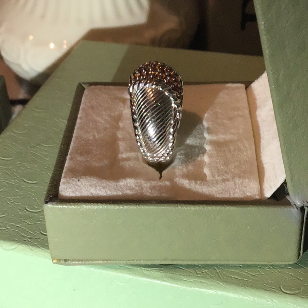 JUDITH RIPKA ORANGE SAPPHIRES DOME RING - Picture 2 of 9